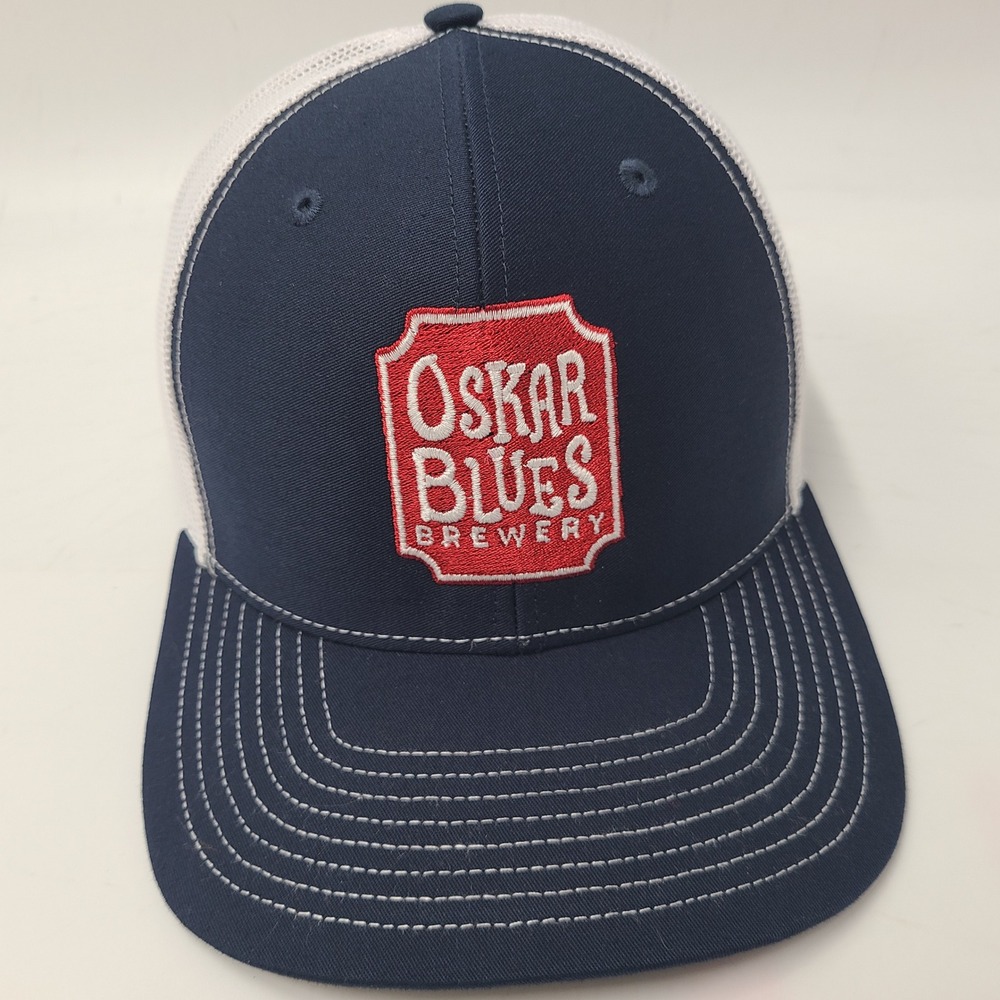 Oskar Blues Brewery Hat Snapback Trucker Mesh Richardson Blue White Red Beer Men - Picture 2 of 14